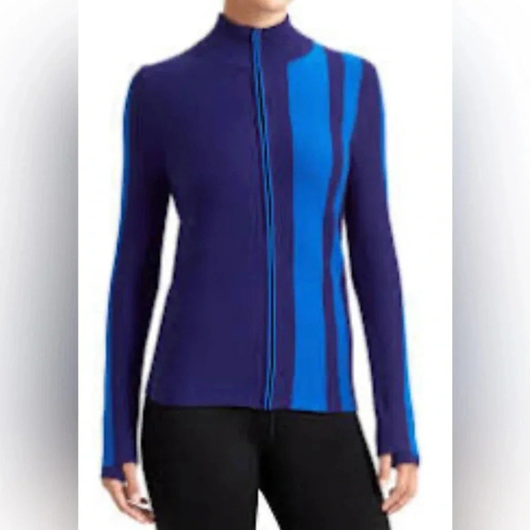 Athleta Cat Track Cardigan- blue tone-on-tone- size L - Picture 1 of 9